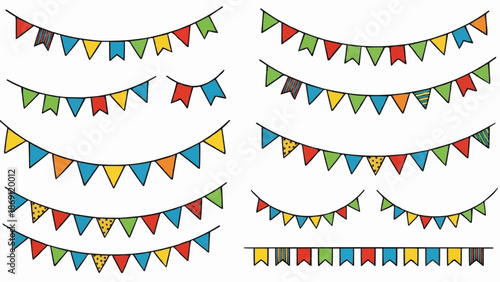 Colorful Bunting Flags for Celebration and Decoration.