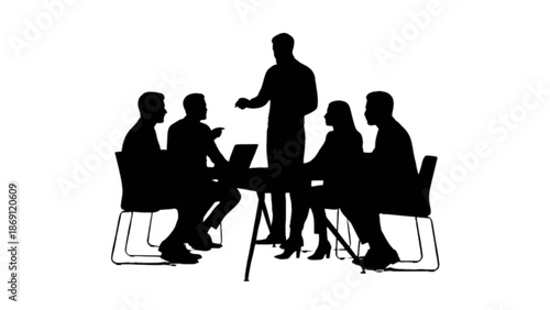 Professional business team meeting silhouette engaging in strategic discussion and collaboration