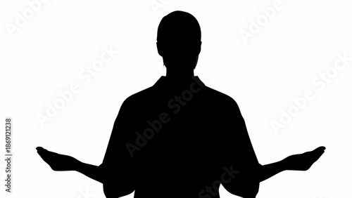 Silhouette of a person with arms outstretched in a questioning gesture