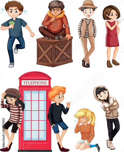 set of cartoon characters