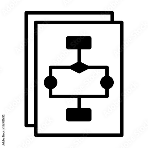 Flow Chart Icon Mixed Style Vector Illustration