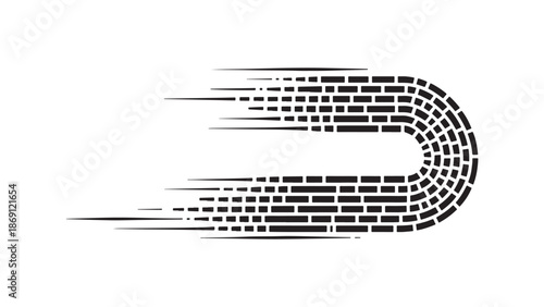 Dynamic speed line U-turn shape illustrating fast motion, rapid direction change, and drifting racetrack corner concepts.
