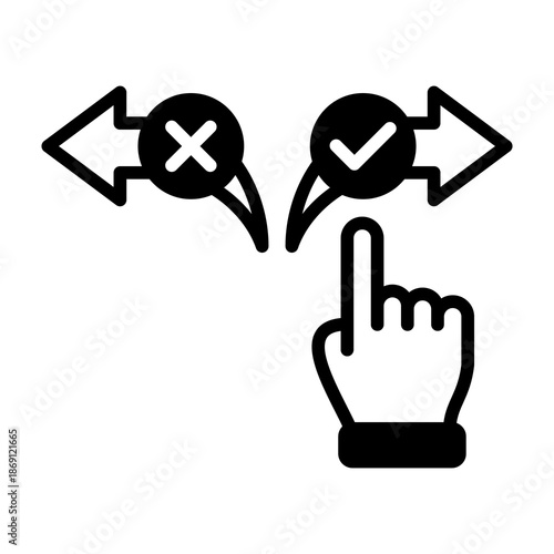Right Decision Icon Mixed Style Vector Illustration