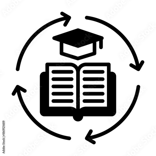 Continuous Learning Icon Mixed Style Vector Illustration