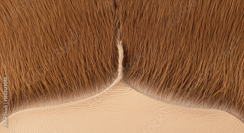 Brown hair extensions on beige leather background