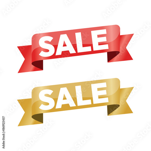 Red Sale Ribbon Banner Set for Big Discounts and Promotions