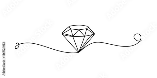 Simple line drawing of a diamond with elegant flourishes on a white background