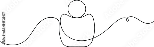Human user profile icon continuous one line drawing single art on white background minimalist person login symbol outline vector illustration