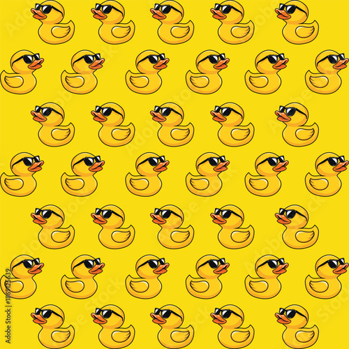 seamless pattern with yellow rubber duck
