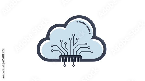 Cloud computing technology concept with circuit lines and digital network