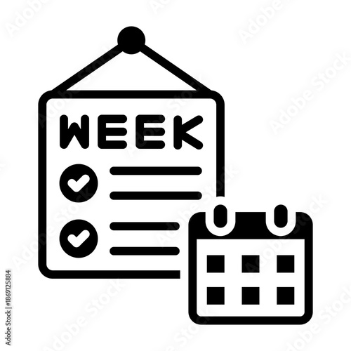 Weekly Plan Icon Mixed Style Vector Illustration