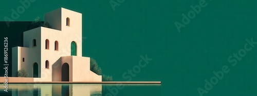 Modern Minimalist Architecture with Reflections in Water