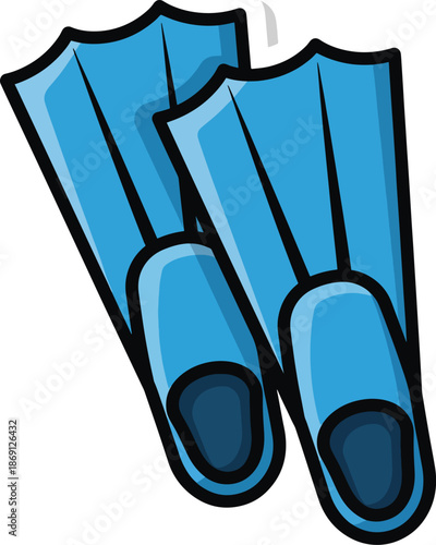 Cartoon-style illustration of two blue swim flippers