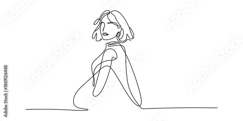 A continuous single line drawing capturing the minimalist beauty of a woman