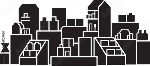 City Skyline Silhouette Urban Landscape Black and White