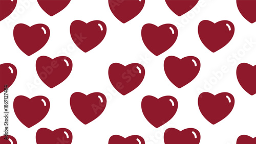 red hearts seamless pattern on white background. banner wallpaper and paper wrapping decoration 