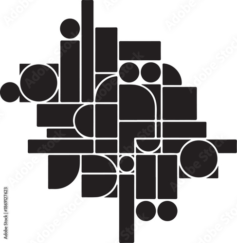Geometric shapes in black and white abstract design