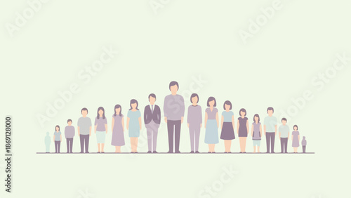 Diverse Group of Flat Design People Standing in a Row