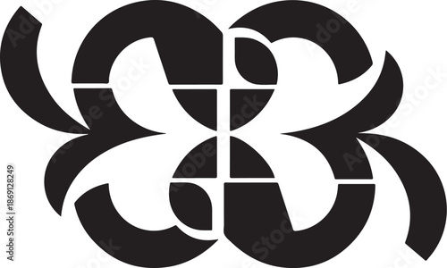 Black and white abstract geometric shape design element