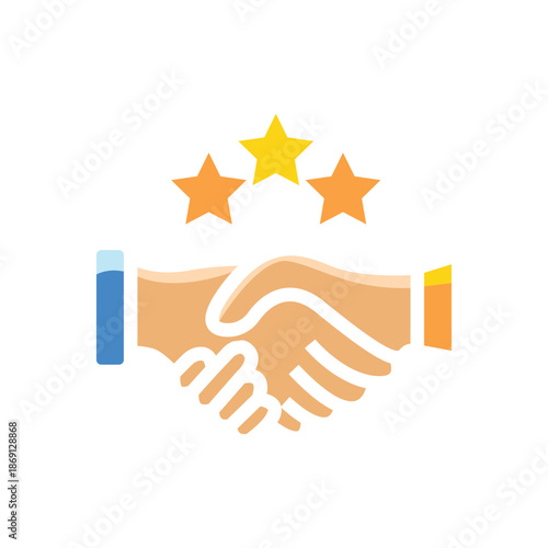 Successful clip art handshake in colours, symbolizing trust, partnership, cooperation, teamwork, and collaboration for a deal