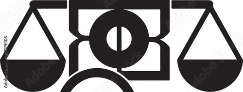 Justice Scale Icon with Gavel and Law Symbol