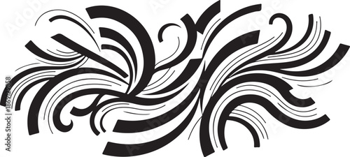 Abstract Black and White Swirling Lines Art Design