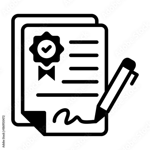 Contract Icon Mixed Style Vector Illustration