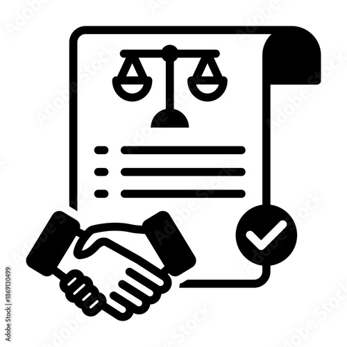 Contract Law Icon Mixed Style Vector Illustration