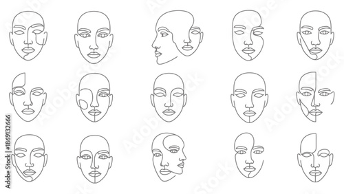 Minimalist Single Line Face Art Collection for Creative Projects