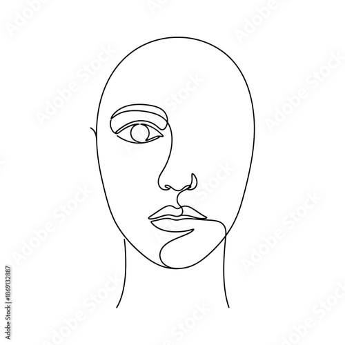 Minimalist Single Line Drawing of a Woman s Face Abstract Portrait Art for Modern Design