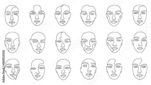 Collection of Minimalist Line Art Faces for Diverse Applications