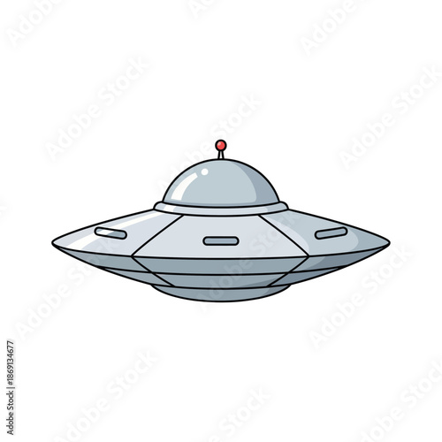 Retro Flying Saucer UFO Illustration