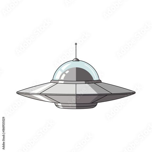 Retro flying saucer UFO cartoon illustration