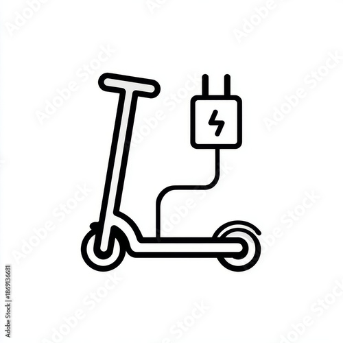 Electro Roller Scooter black and white vector icon 