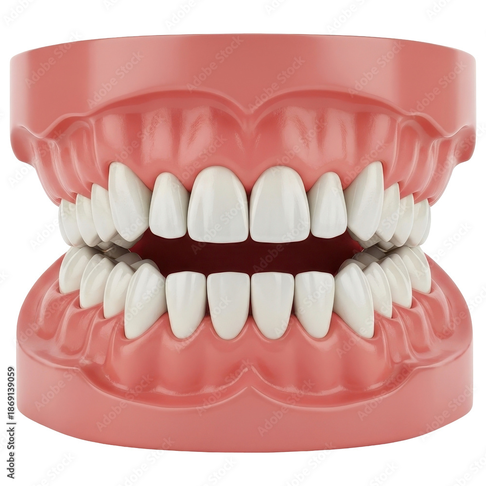 Obraz premium Dental model of human teeth and gums on transparent background