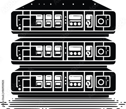 Stacked server units in data center
