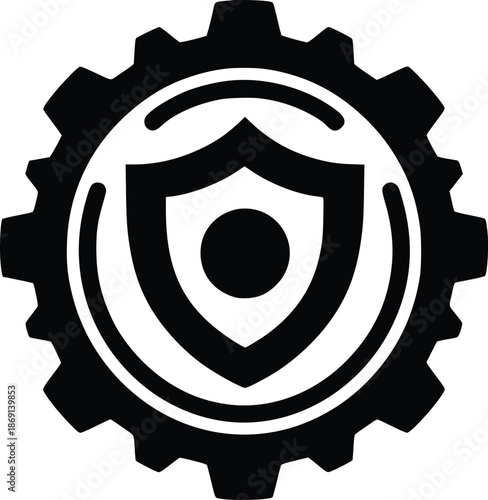 Gear with shield symbol
