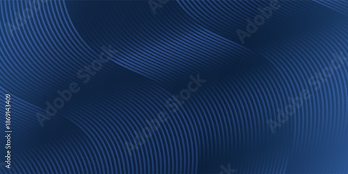 3D modern wave curve abstract presentation background. Luxury paper cut background. Abstract decoration, golden pattern, halftone gradient, 3d vector illustration. Unique dark blue background
