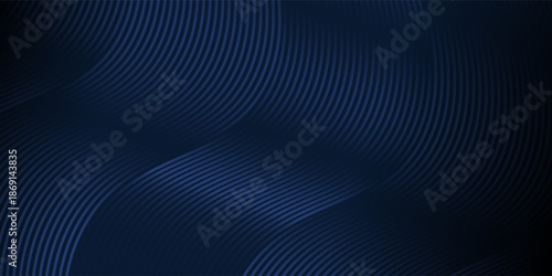 3D modern wave curve abstract presentation background. Luxury paper cut background. Abstract decoration, golden pattern, halftone gradient, 3d vector illustration. Unique dark blue background