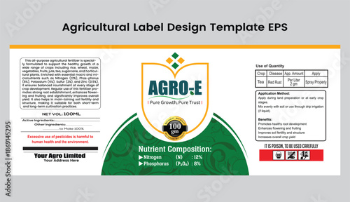 Agricultural Pesticide Bottle Label Design for Product Packaging