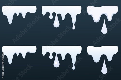 A collection of white drips and blobs against a dark background