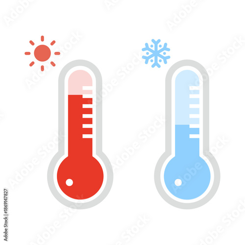 暑い日と寒い日の温度計のイラスト