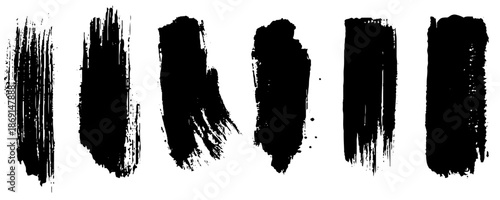 Grunge Brush Stroke Texture Pack. Abstract Black Ink Brush Shapes. 