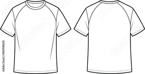 Technical Flat Sketch of Men Bomber Jacket Fleece Pullover Henley Shirt V-neck Tee Raglan T-shirt and Slim Fit Denim Jeans