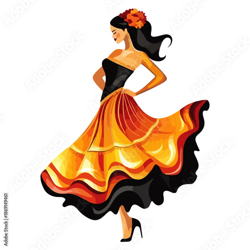 costumes, dance, spain, seville spring festival, celebration, vector, transparent background, woman, dress, beauty, fashion, lady, dancing, costume, dancer, traditional, person, clothing, culture, sty