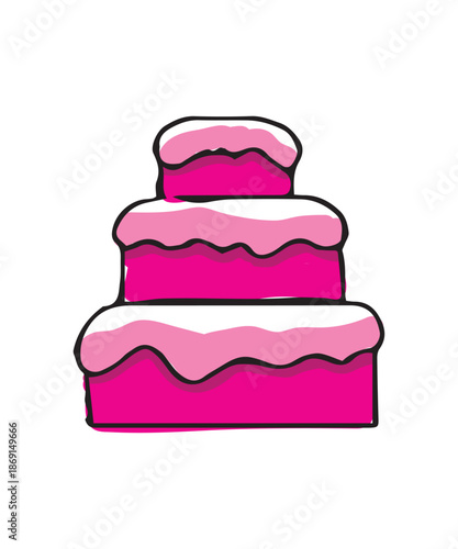 Strawberry layer cake vector illustration