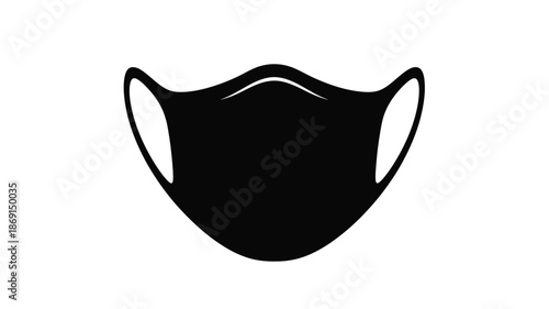 Black face mask design a simple protective covering silhouette