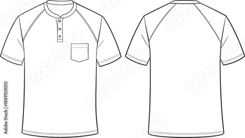 Technical Flat Sketch of Men Bomber Jacket Full Zip Fleece Quarter Zip Pullover Henley Shirt and Slim Fit Denim Jeans