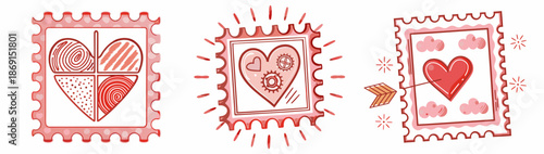 Heartfelt stamps with love and care for romantic expressions