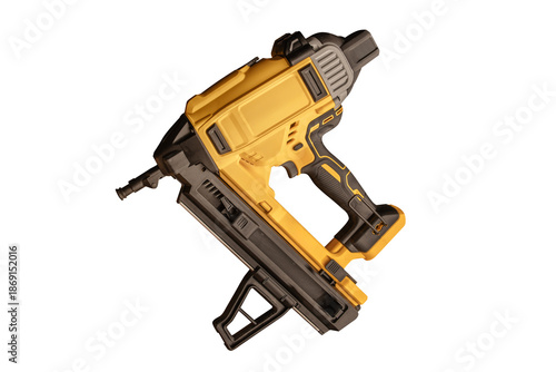 Industrial Cordless Nail Gun Power Tool Isolated on White Background, tools are highly efficient for framing, electrical,mechanical installs and insulation,